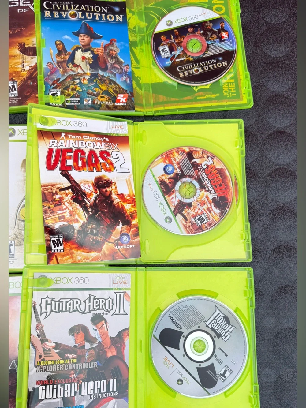 Microsoft Xbox 360 Games Bundle - Green Cases